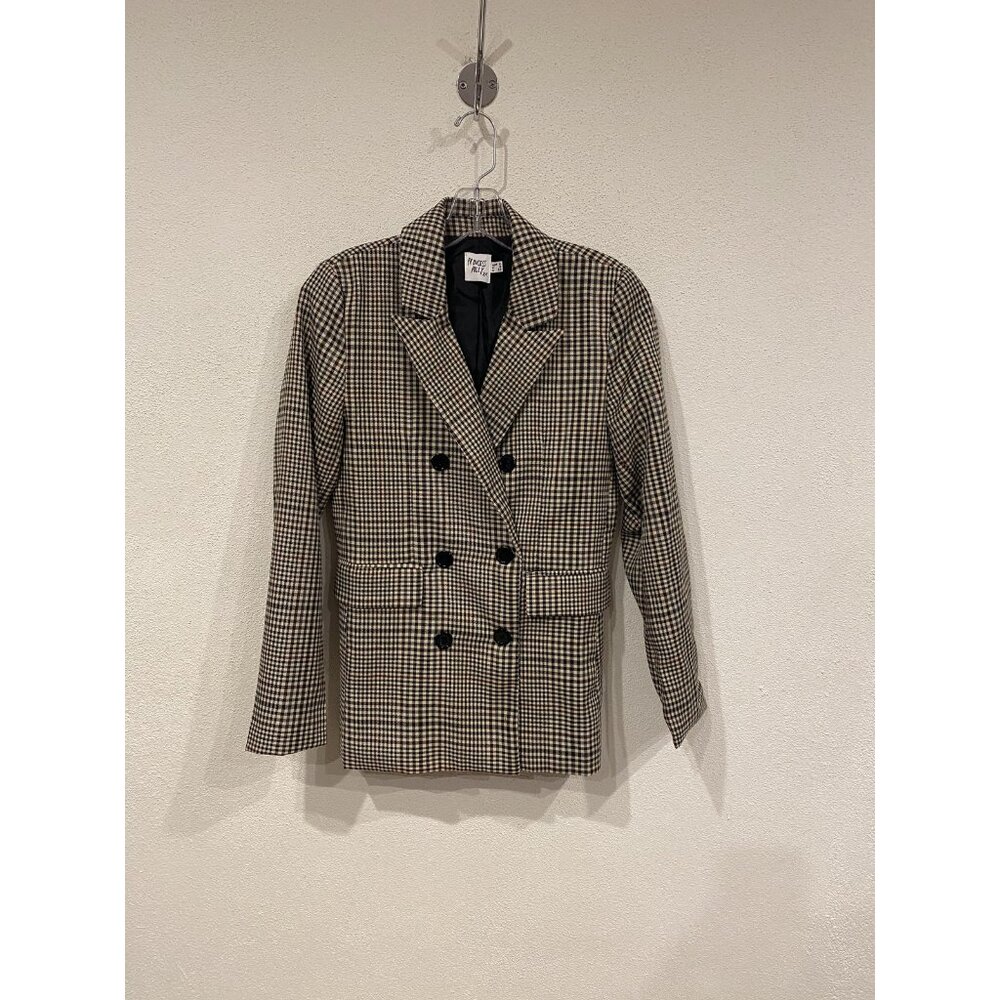 Princess Polly Tan Black Houndstooth Double-Breasted Blazer - Picture 2 of 4
